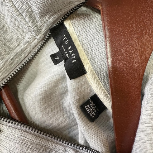 Ted Baker London Pleaded Patch Sleeves Double Full Zip Up Jacket - Picture 14 of 15